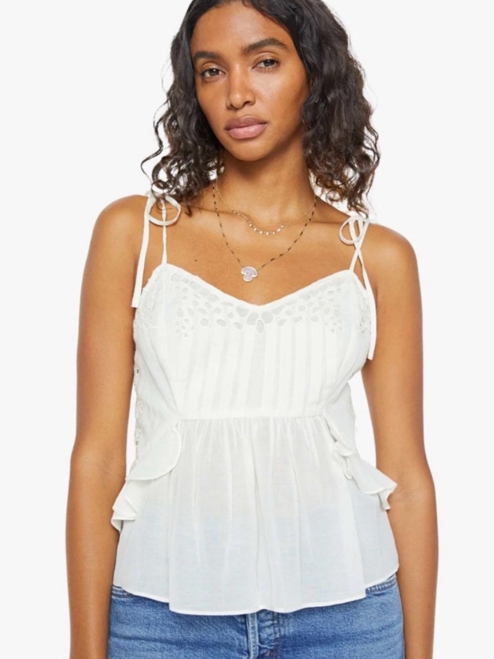 MOTHER The Fluttering Eyelet Ruffle Camisole
NWT
Size Medium